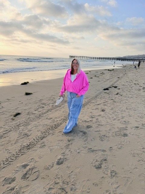 Erica walking on the beach